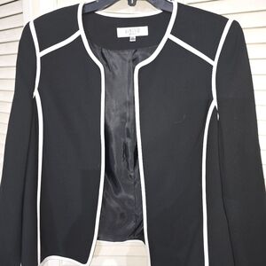 Kasper black jacket with white trim size 14